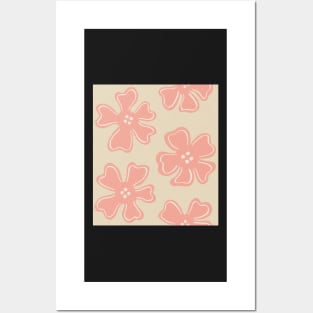 Pattern of tangerine button flowers on sand Posters and Art